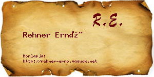 Rehner Ernő névjegykártya